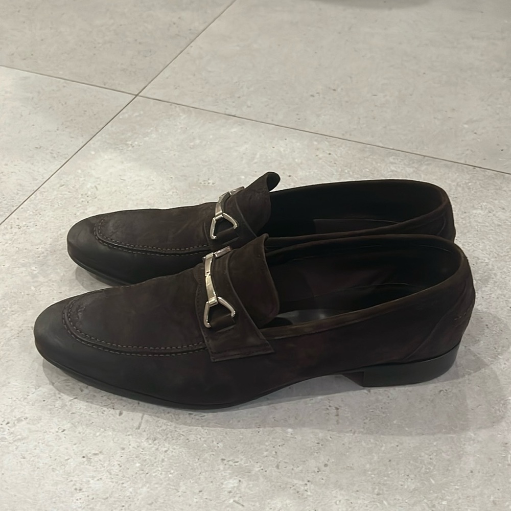 Paul Stuart men’s dark brown suede loafers